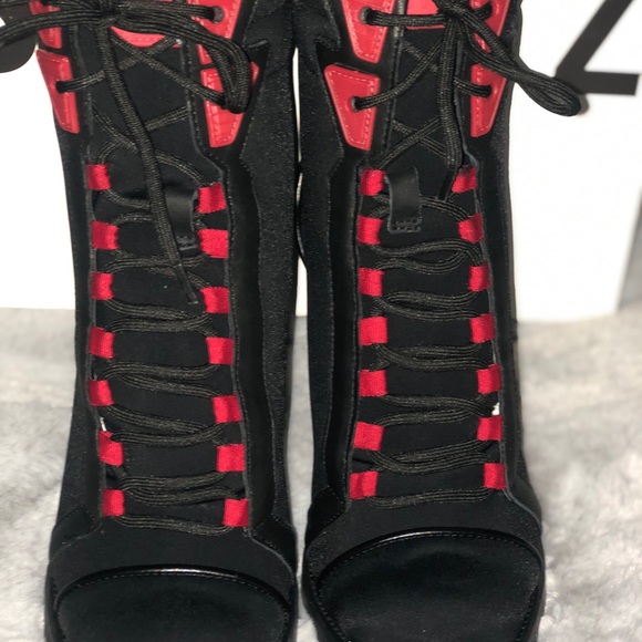Schultz red and black military style boot - Picture 2 of 6